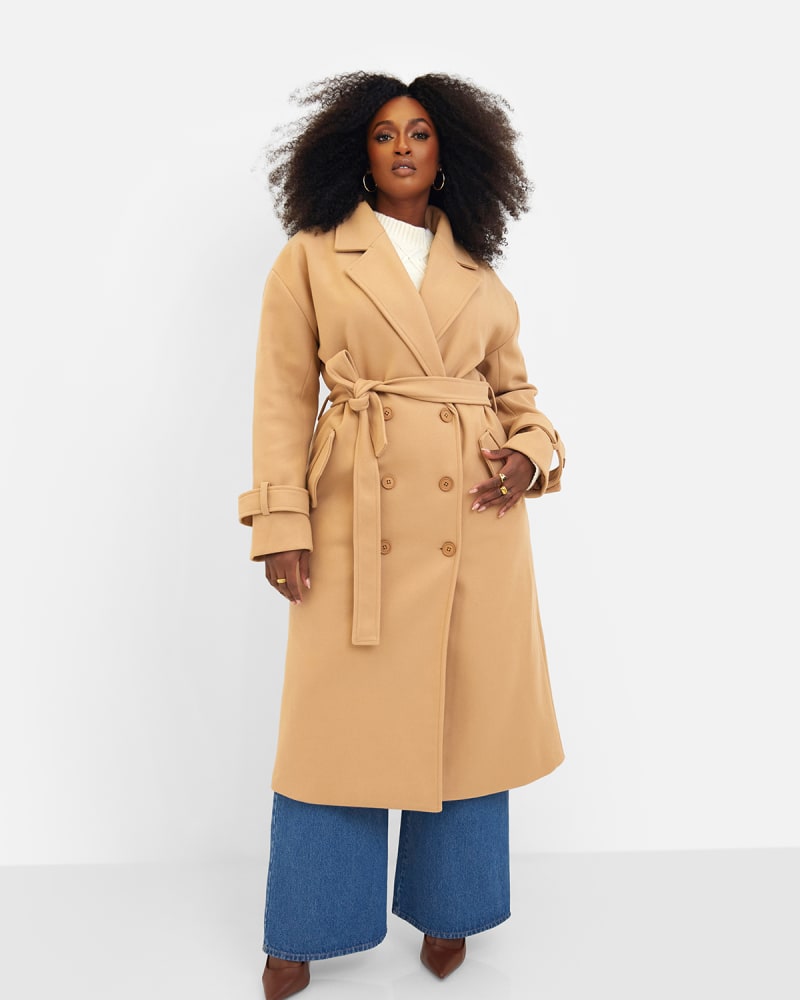 Hazel Structured Belted Coat Tan Brown